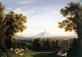 Landschaft mit dem Königspalast von Caserta und dem Vesuv (1793)