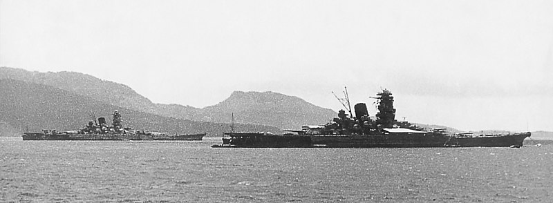 File:Japanese battleships Yamato and Musashi moored in Truk Lagoon, in 1943 (L42-08.06.02) (cropped).jpg