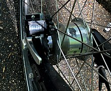 Jones Counter on the front wheel of a bicycle