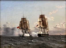 Kamp mellem den engelske fregat Shannon og den amerikanske fregat Chesapeak, 1836