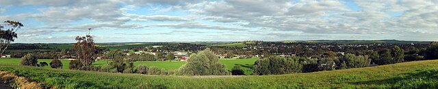 Panoramic view of the town of Kapunda, as seen from Gundry's Hill Lookout on the outskirts of the town.
