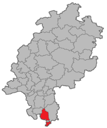 Location of the district court district of Fürth in Hesse