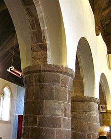 Romanesque Arcade columns Kerry Church, Montgomeryshire 01.JPG