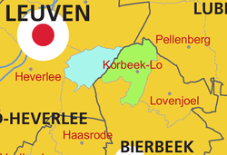 In 1977 Korbeek-Lo was abolished for administrative purposes, with the western part of the municipality subsumed into لون and the eastern part into the newly expanded rural municipality of بیربئک.