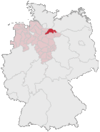 situo de la distrikto Lüneburg en Germanio