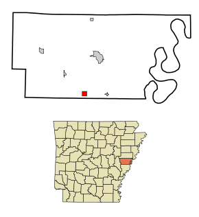Lee County Arkansas Incorporated and Unincorporated areas Rondo Highlighted.svg