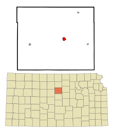 Lincoln County Kansas Incorporated and Unincorporated areas Lincoln Center Highlighted.svg