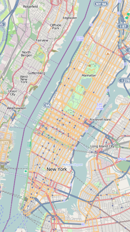 ماري هانفورد فورد على خريطة Manhattan