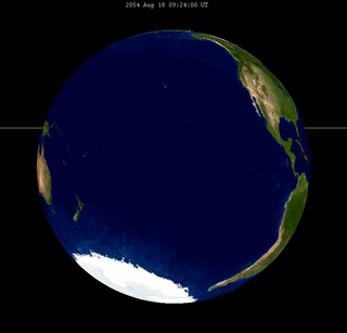 View of the Earth from the Moon at greatest eclipse Lunar eclipse from moon-2054Aug18.png