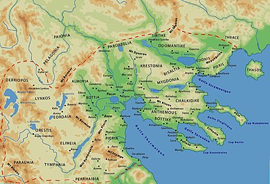 The kingdom of Macedon with its provinces Macedonian Kingdom.jpg