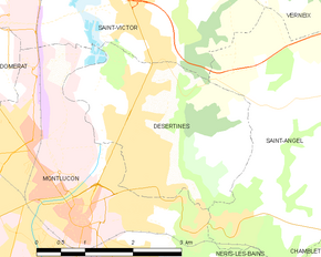 Poziția localității Désertines