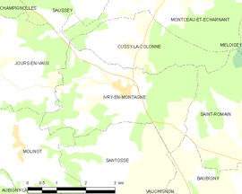 Mapa obce Ivry-en-Montagne