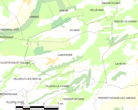 Mapa obce Landresse