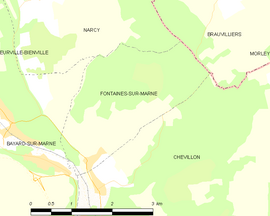 Mapa obce Fontaines-sur-Marne