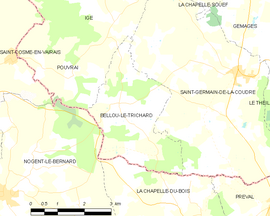 Mapa obce Bellou-le-Trichard