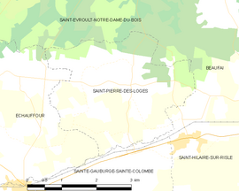 Mapa obce Saint-Pierre-des-Loges