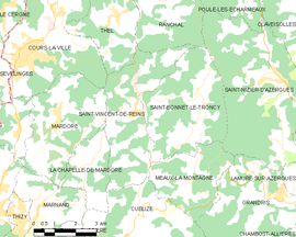 Mapa obce Saint-Vincent-de-Reins