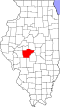 Mapa de Illinois con la ubicación del condado de Sangamon
