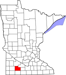 Map of Minnesota highlighting Cottonwood County.svg