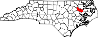Округ Мартін на мапі штату Північна Кароліна highlighting