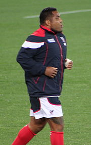 Moeakiola before a match vs Australia in the 2011 Rugby World Cup Matekitonga Moeakiola 2011.jpg