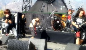 Maximum the Hormone performing at Knotfest in USA, 2014.