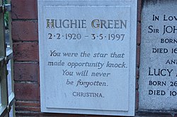 Memorial plaque to Hughie Green, Golders Green Crematorium