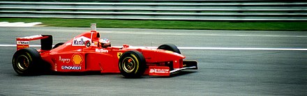 Michael Schumacher sur Ferrari au GP d'Italie 1997.