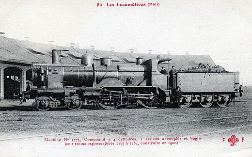 Locomotive 220 1775 compound à 4 cylindres, 1900.