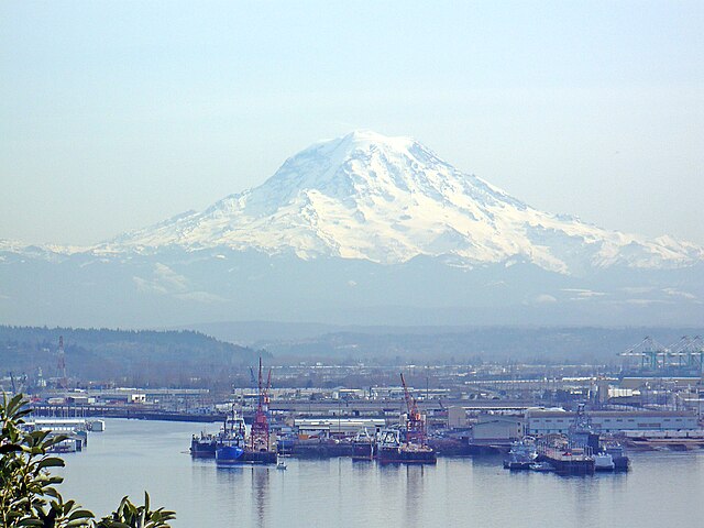 View of Mount Rainier and the Port of Tacoma from Browns Point, 2009