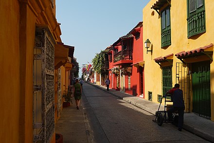 Colorful street in Cartagena