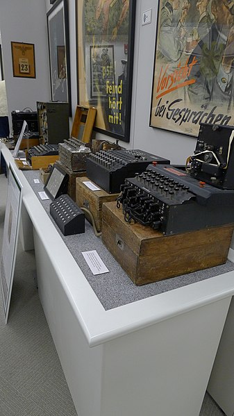 File:Museum of World War II Boston Natick Massachusetts 2015. Third Reich militaria, collectables. German Enigma machines , posters, etc 02.jpg