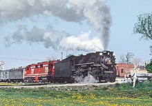 No. 765 passing through Secor, Illinois with its inaugural excursion run on May 11, 1980