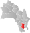 Øvre Eiker markert med rødt på fylkeskartet