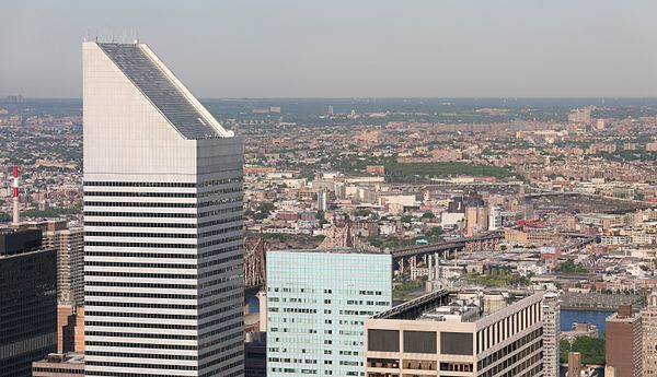 Top of the Citigroup Center (left) as seen from Rockefeller Center