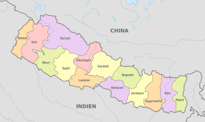 Nepal, administrative divisions - de - colored.svg