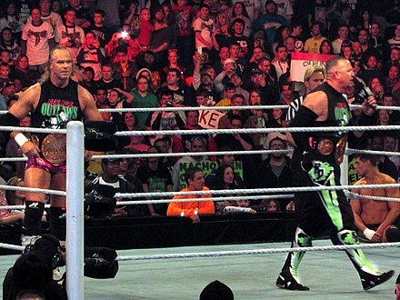 The New Age Outlaws as the WWE Tag Team Champions in 2014.