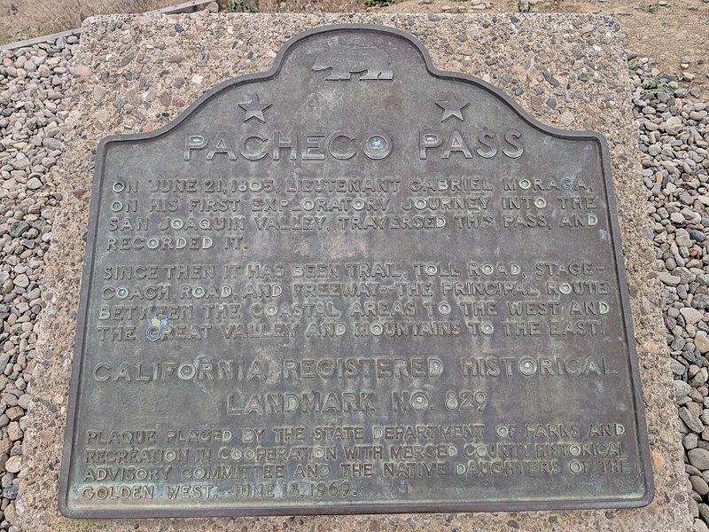 File:Pacheco Pass Historical landmark plaque, at Romero Visitor Center.jpg