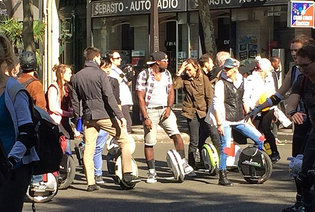 Self-balancing unicycles at 'Paris sans Voiture' (Paris without cars) in 2015