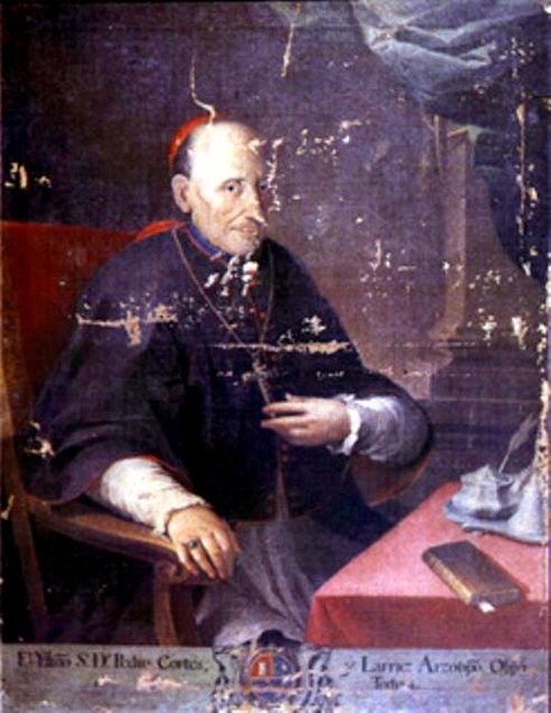 Bishop Pedro Cortés y Larraz portrait; he arrived to Tejutla in 1770.