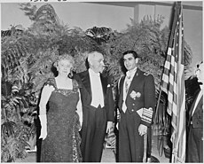 Photograph of the President and Mrs. Truman with the Shah of Iran, in formal attire, during the Shah's visit to the... - NARA - 200150.jpg