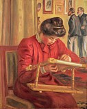 ピエール＝オーギュスト・ルノワール Christine Lerolle Embroidering, c. 1895