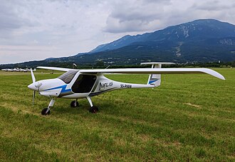 The Velis Electro was the first type certificated electric aircraft on 10 June 2020. Pipistrel Velis Electro sn003 LJAJ left.jpg