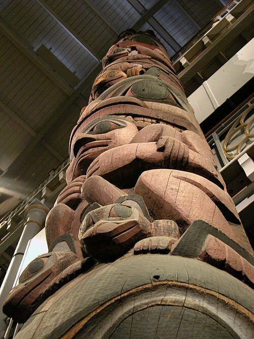 The Haida totem pole, from Star House in Massett village on Haida Gwaii (the Queen Charlotte Islands), Canada