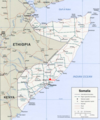 Political map of Somalia showing Jowhar