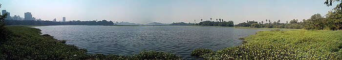 Panorama of Powai Lake, seen from the campus of IIT Bombay, in December 2012