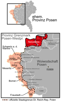 Northern part of Kreis Czarnikau incorporated into Netzekreis Province Grenzmark divisions Netzekreis.svg