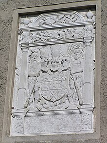 Coat of Arms of the House of Pomerania at Pudagla palace, secularized former Usedom Abbey Pudagla-Greifenwappen.JPG