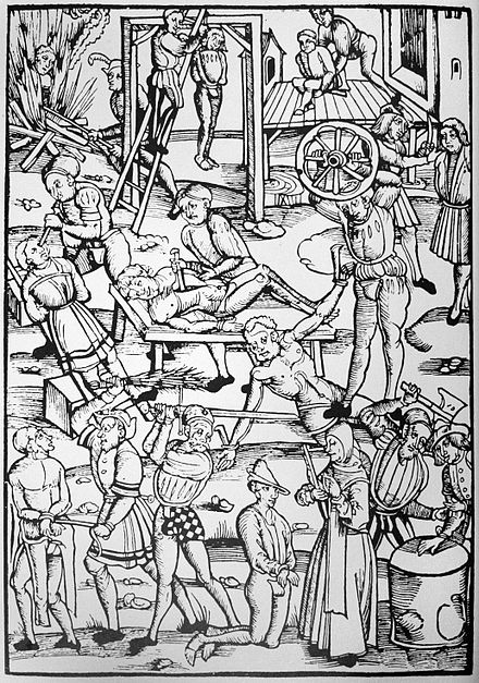 Punishing witches is an illustration from the Laienspiegel