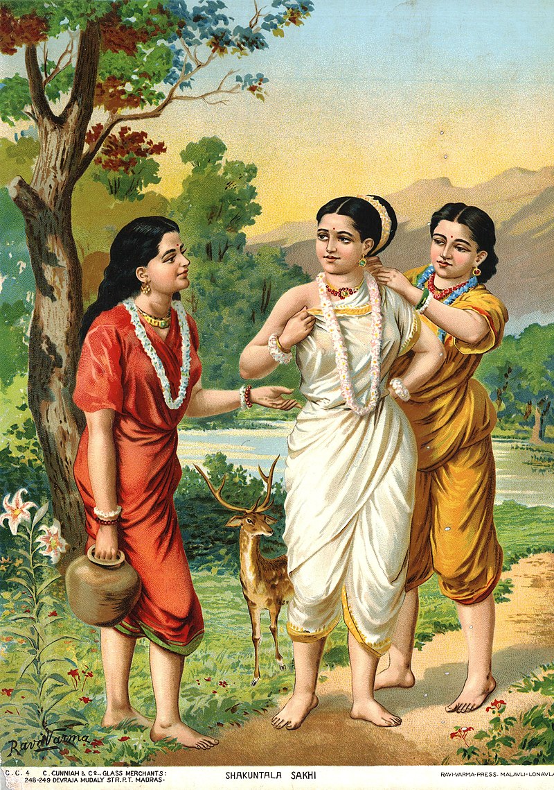 File:Raja Ravi Varma, Shakuntala and Sakhis (Oleographic print ...